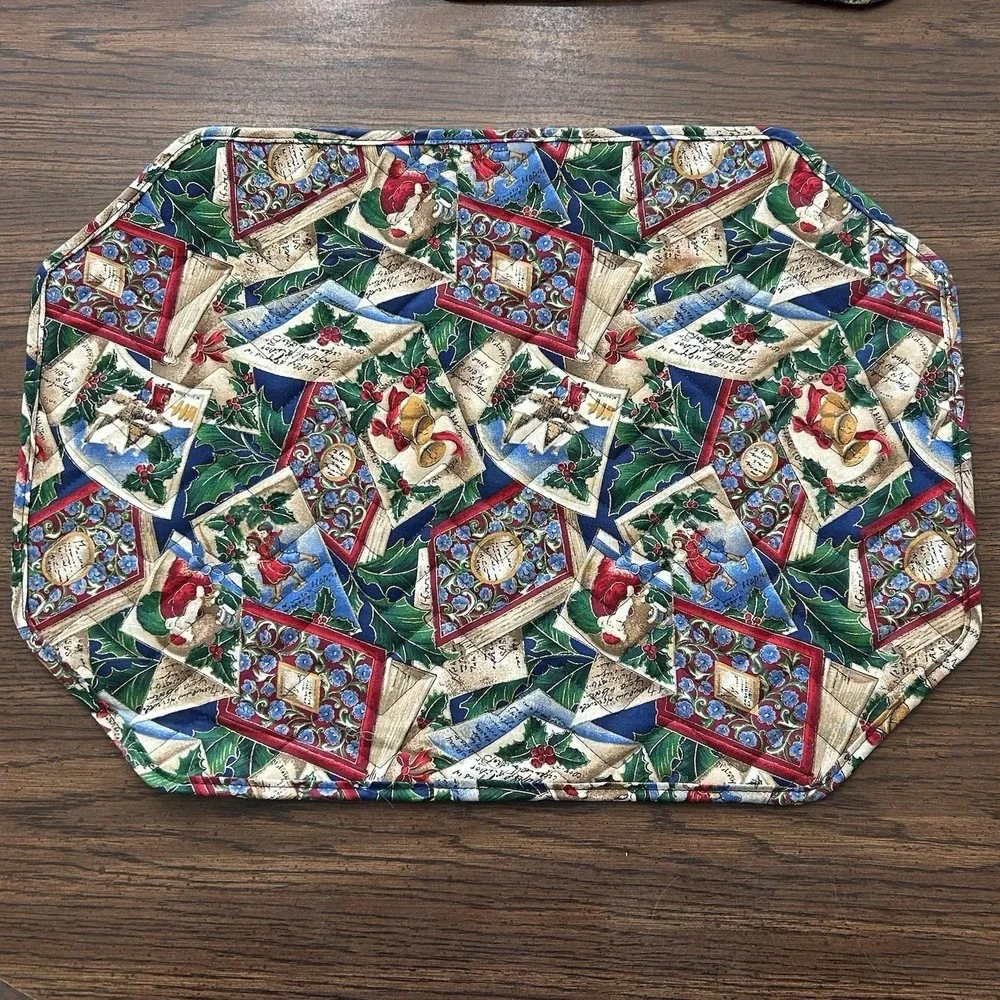 Vintage Handmade 80's-90's‎ Handmade Quilted Christmas Placemats, Set Of 4